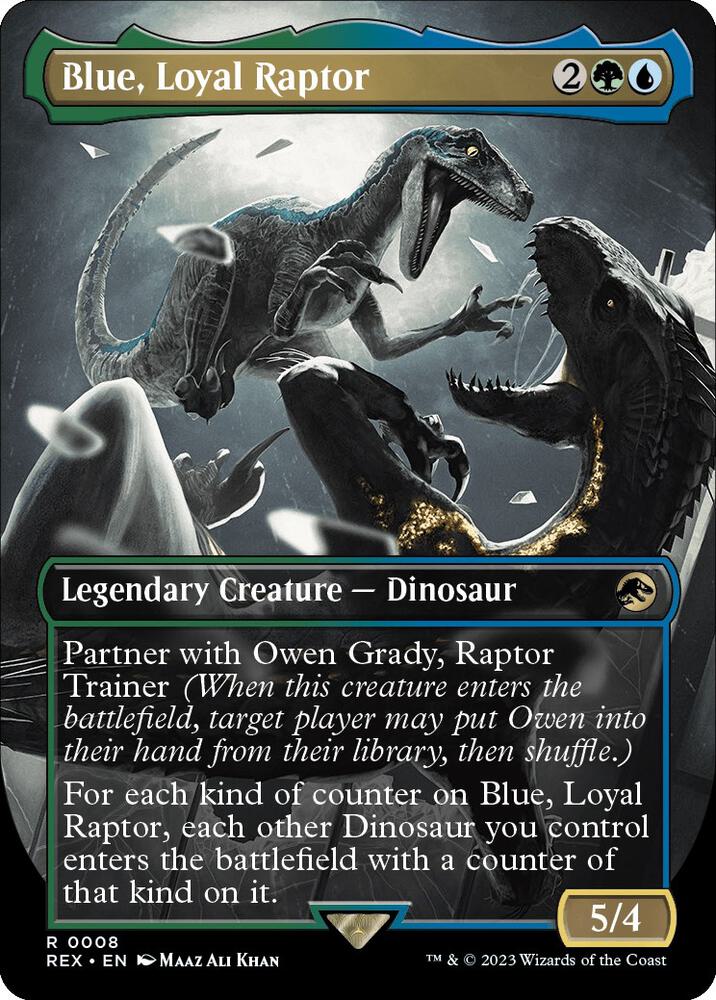 Blue, Loyal Raptor (Borderless) - Universes Beyond: Jurassic World Collection (REX) *FOIL*