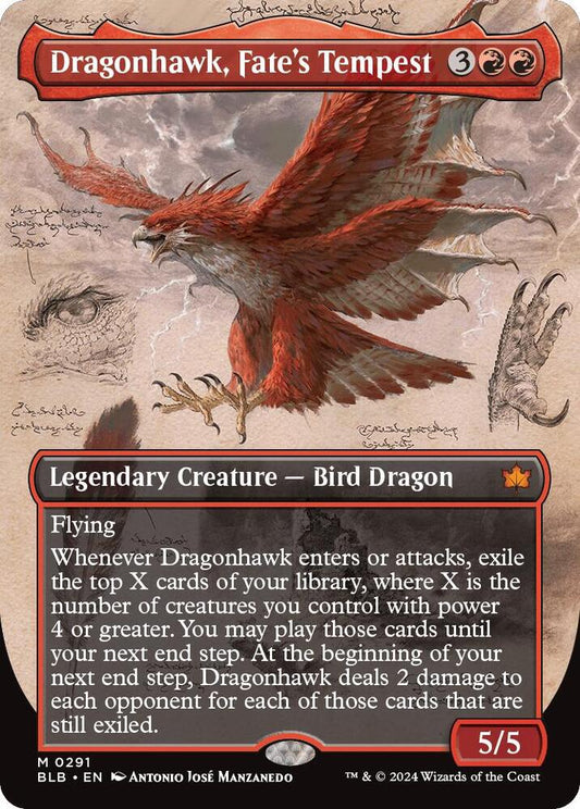 Dragonhawk, Fate's Tempest (Borderless) - Bloomburrow (BLB) Holo