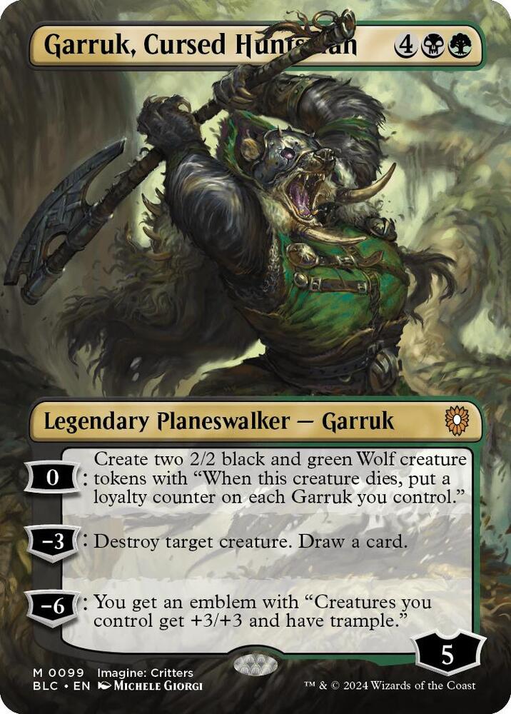 Garruk, Cursed Huntsman (Borderless) - Commander: Bloomburrow (BLC) Commander: Bloomburrow