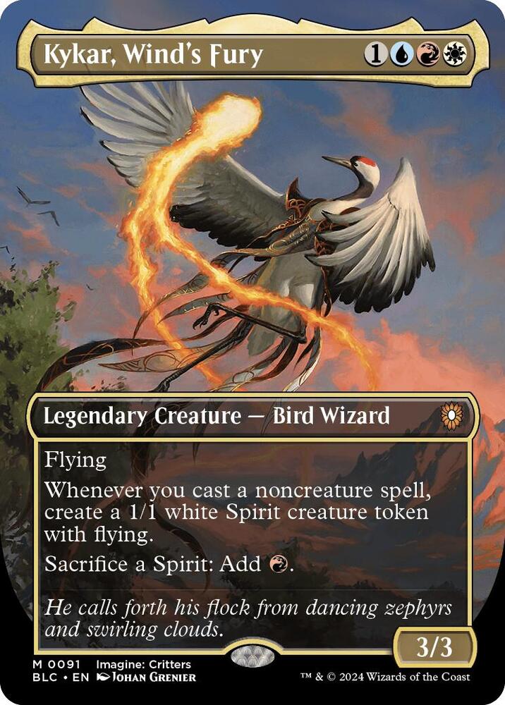 Kykar, Wind's Fury (Borderless) - Commander: Bloomburrow (BLC) *FOIL*