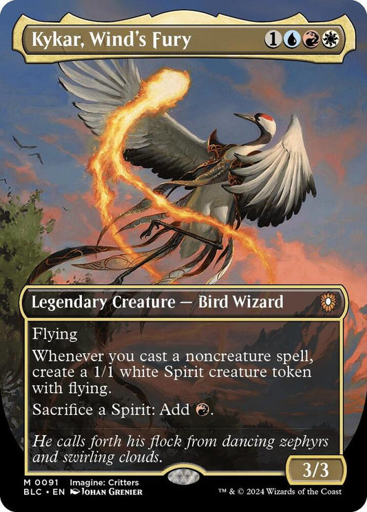 Kykar, Wind's Fury (Borderless) - Commander: Bloomburrow (BLC) *FOIL*
