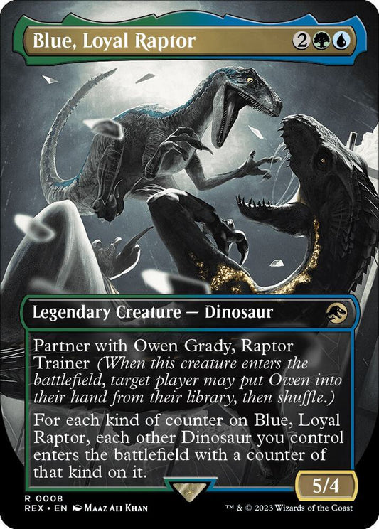 Blue, Loyal Raptor (Borderless) - Universes Beyond: Jurassic World Collection (REX) *FOIL*