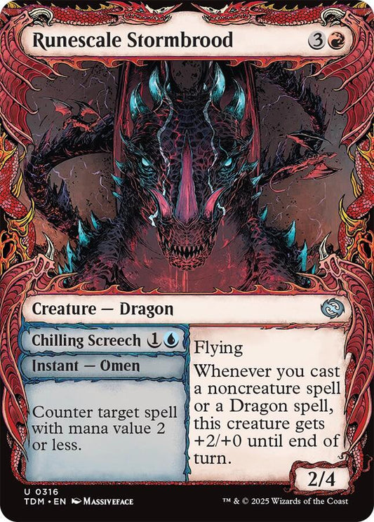 Runescale Stormbrood (Showcase) - Tarkir: Dragonstorm (TDM) *FOIL*